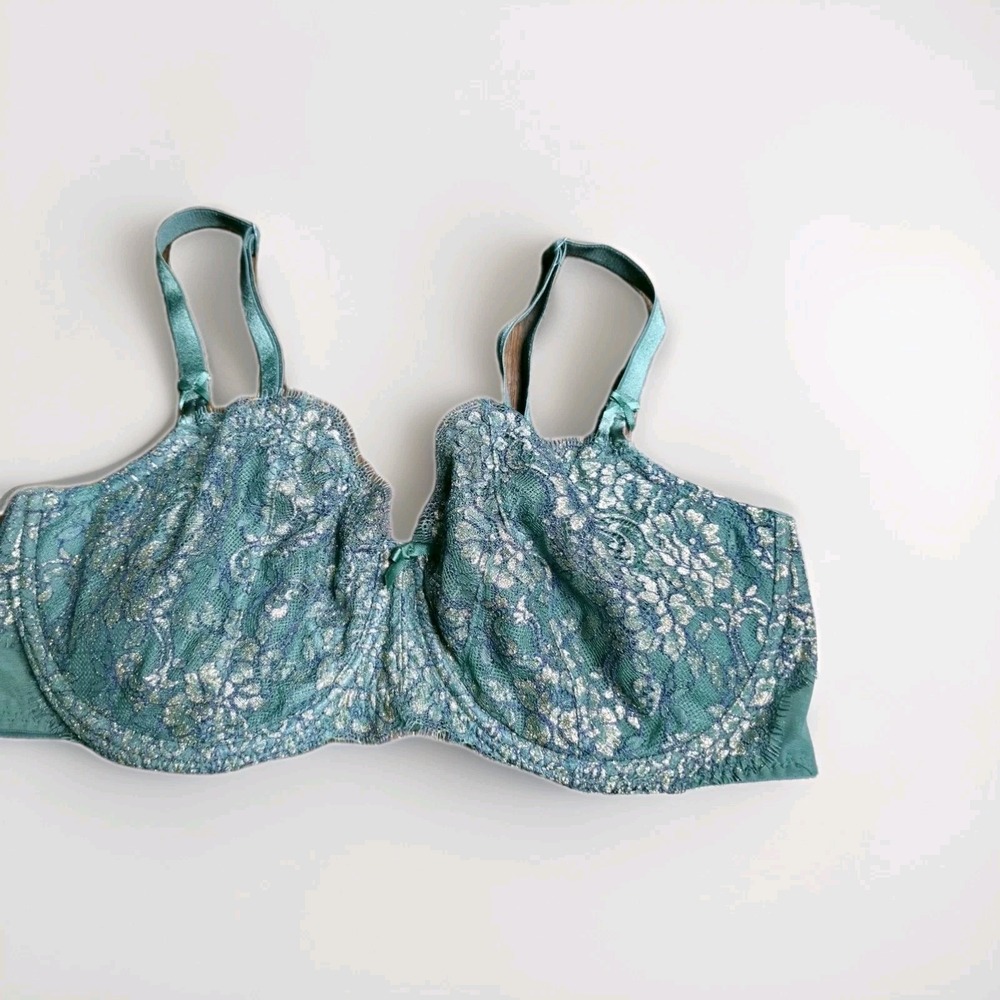 Victorias Secret Dream Angels Push Up Bra No Padding Green Lace Womens 38DD